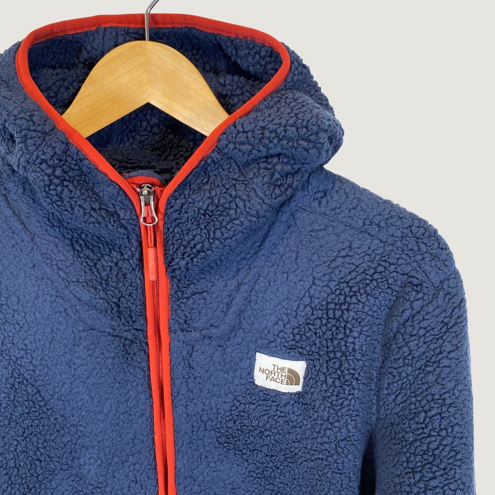 The North Face Campshire Anorak Pullover Mens Large Navy Red Good Sherpa Fleece